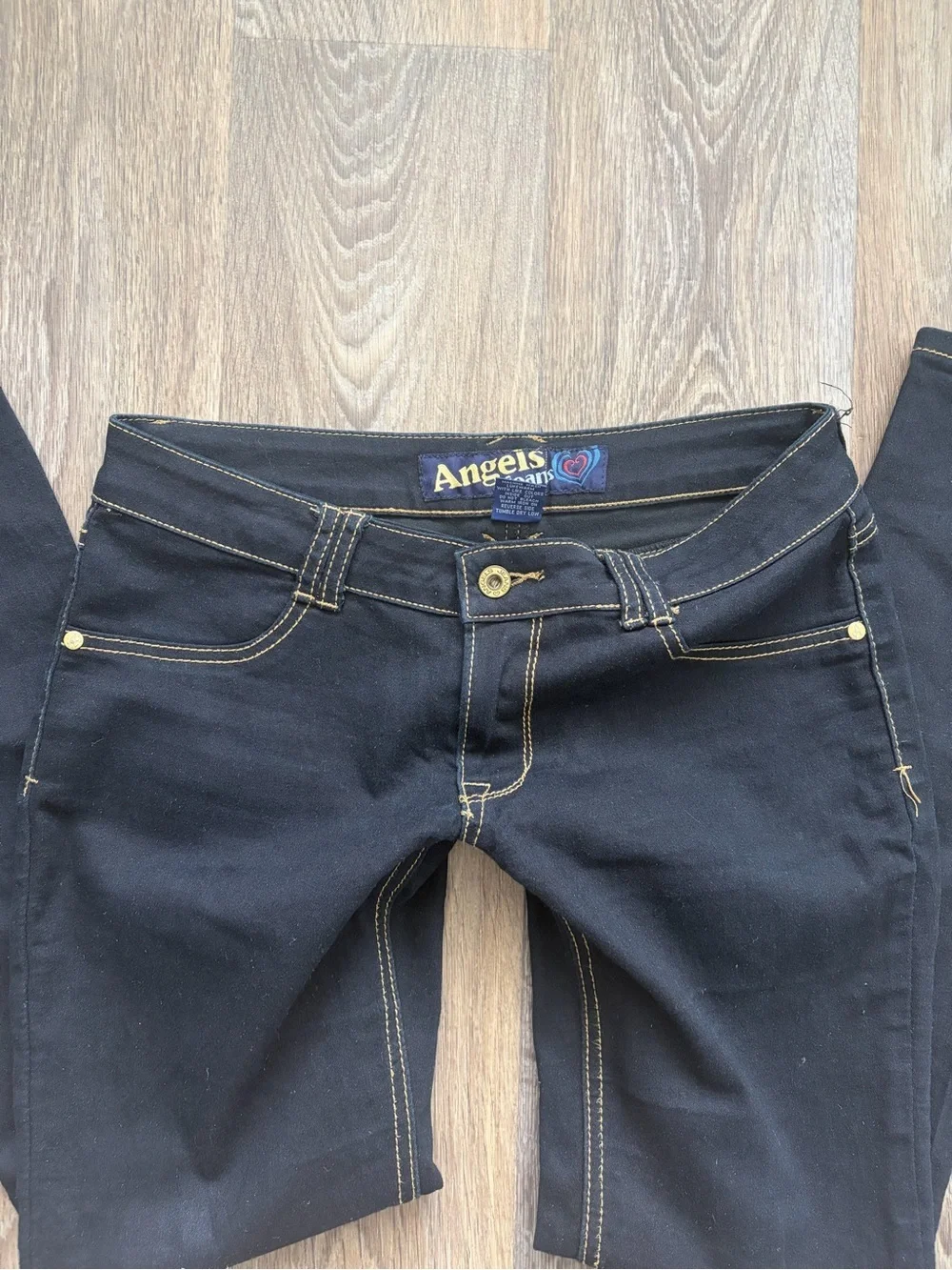 Angel Jeans Y2K Ultra Low Rise Skinny Dark Wash Stretch Denim Size 9 McBling Emo